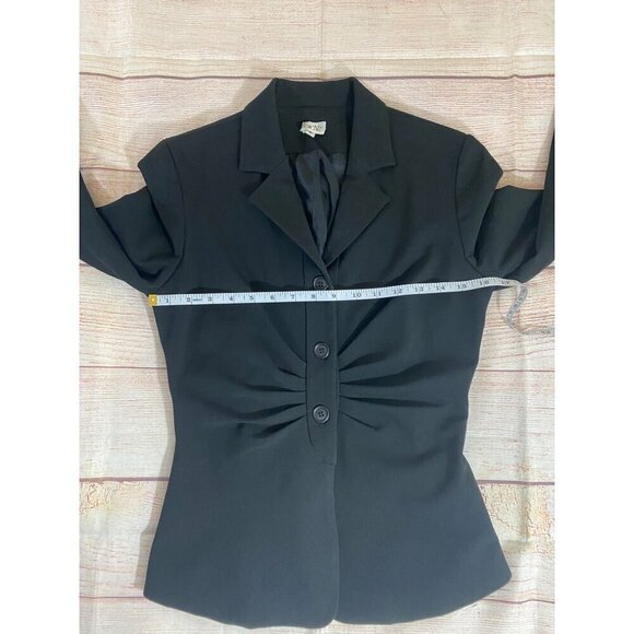 Vintage Cache Women's Black Ruched Button Front Blazer - 6 - Picture 5 of 12